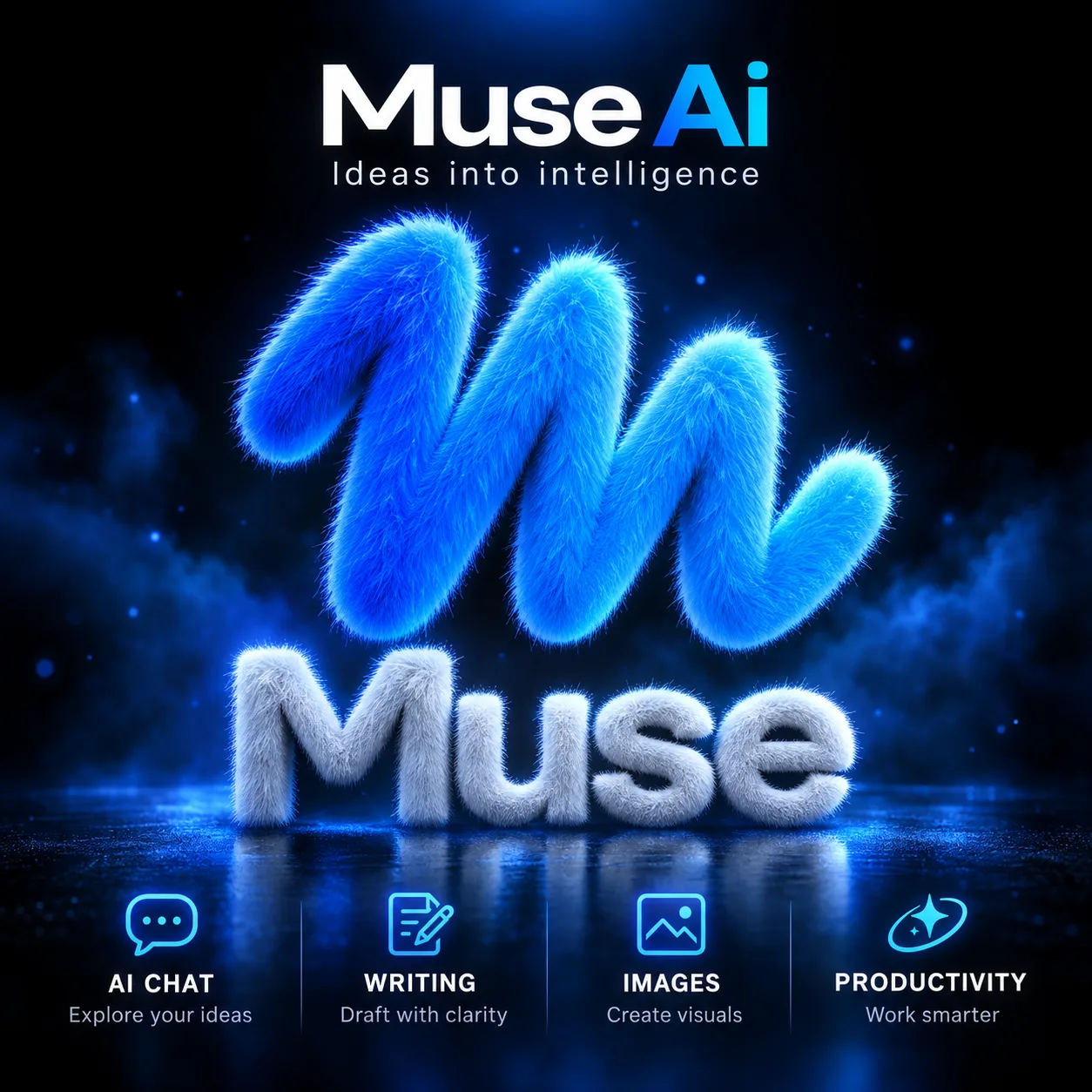Muse AI subscription in Pakistan promotional image for AI research, writing, documents, workflows and productivity.